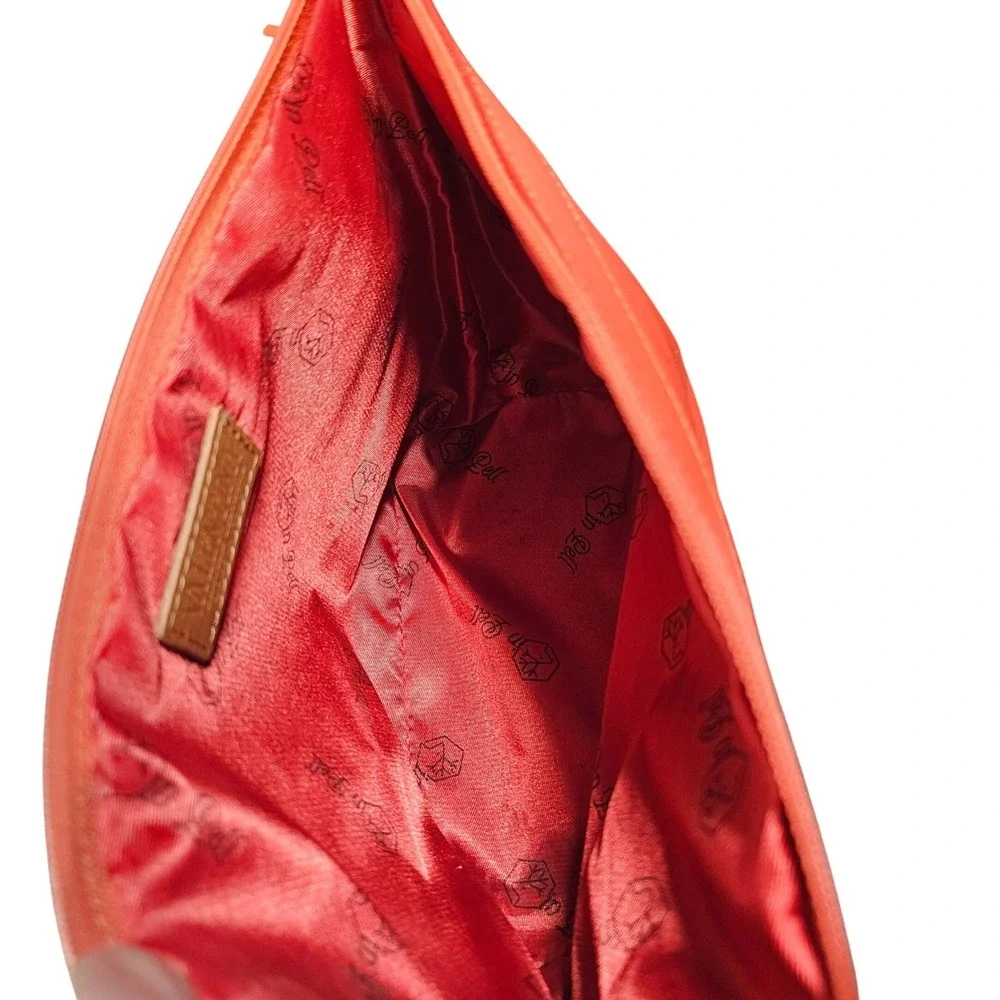 Valentina Leather Pouch‎ Clutch Bag Italian Made Tassel Accent Orange Coral NWOT